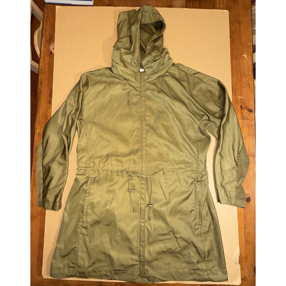J.Jill Women's Rain Jacket Hooded Wind Breaker Coat Olive Green J Jill Size XL